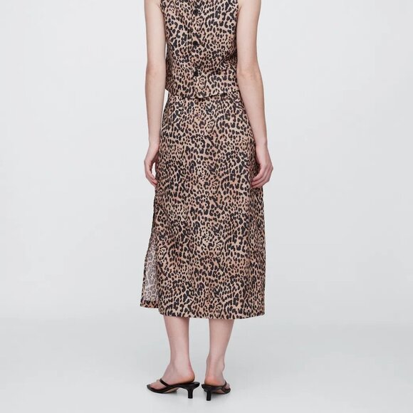 GAP Leopard Linen-Blend Maxi Slip Skirt/NWT/M - Picture 5 of 15